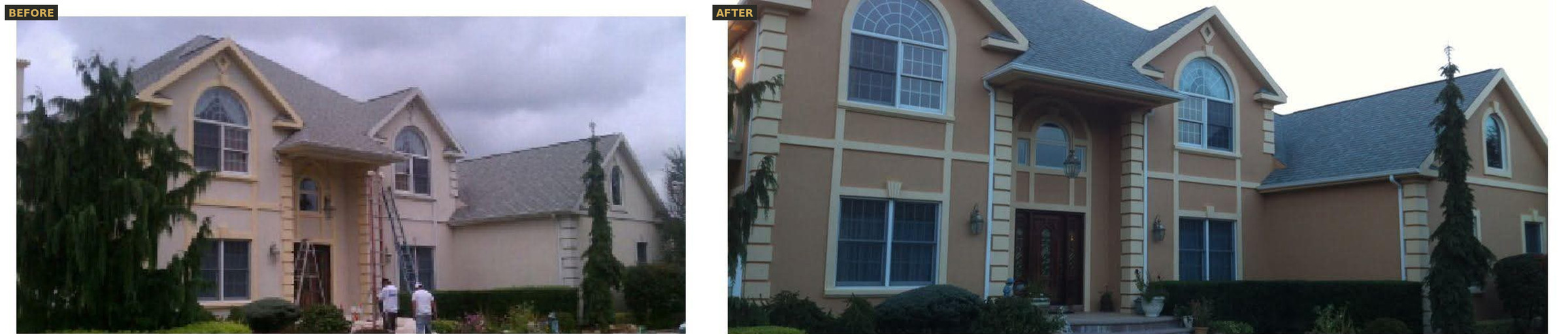 Before and after — full exterior house repaint, Long Island
