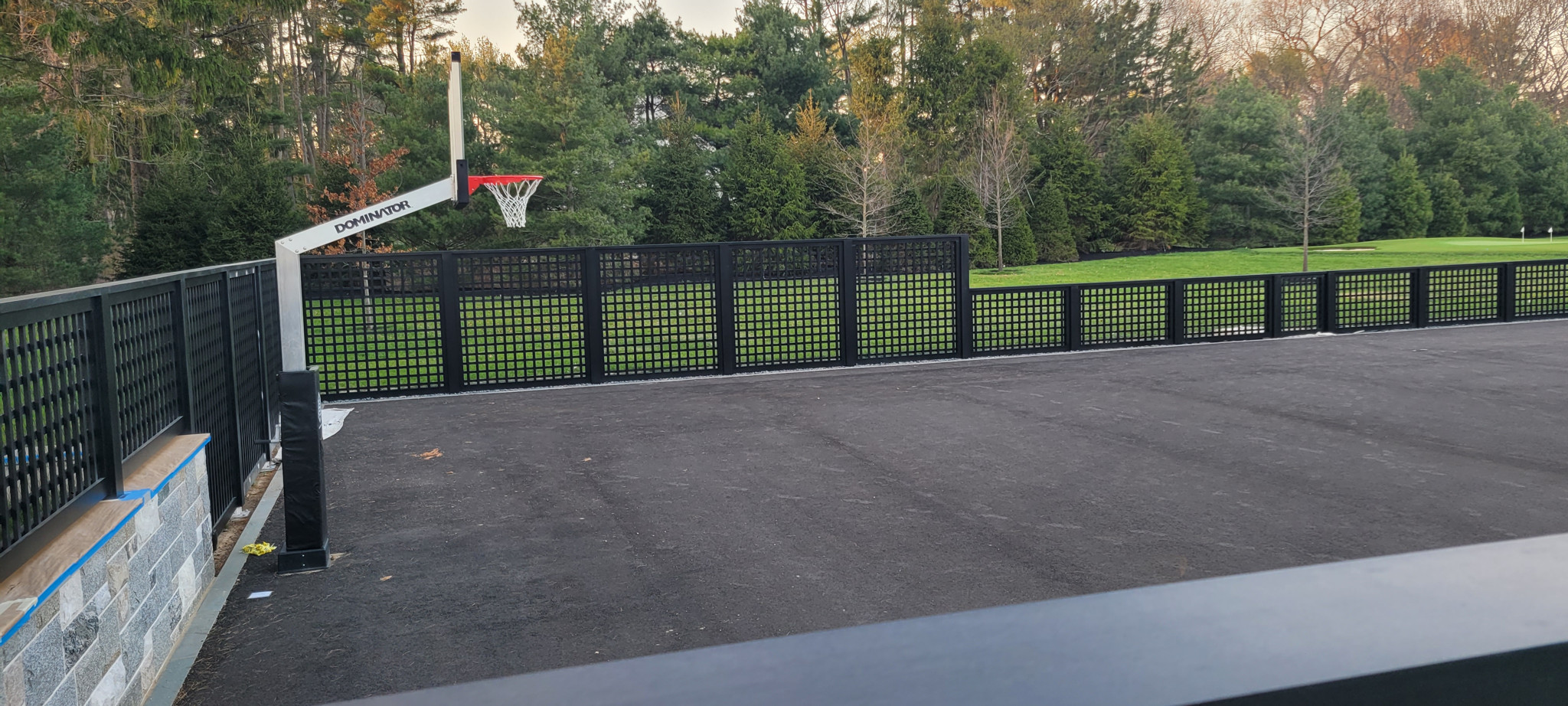 Rooftop deck with metal railing