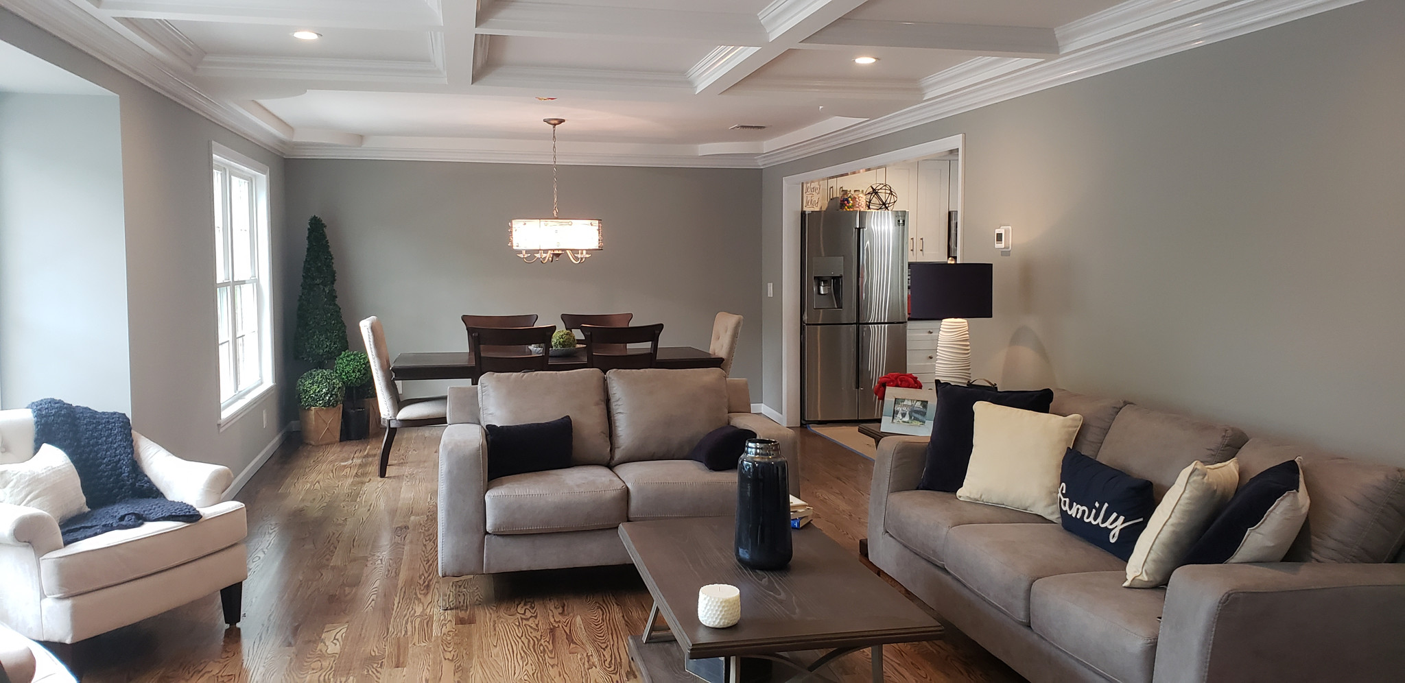 Neutral open-plan living room