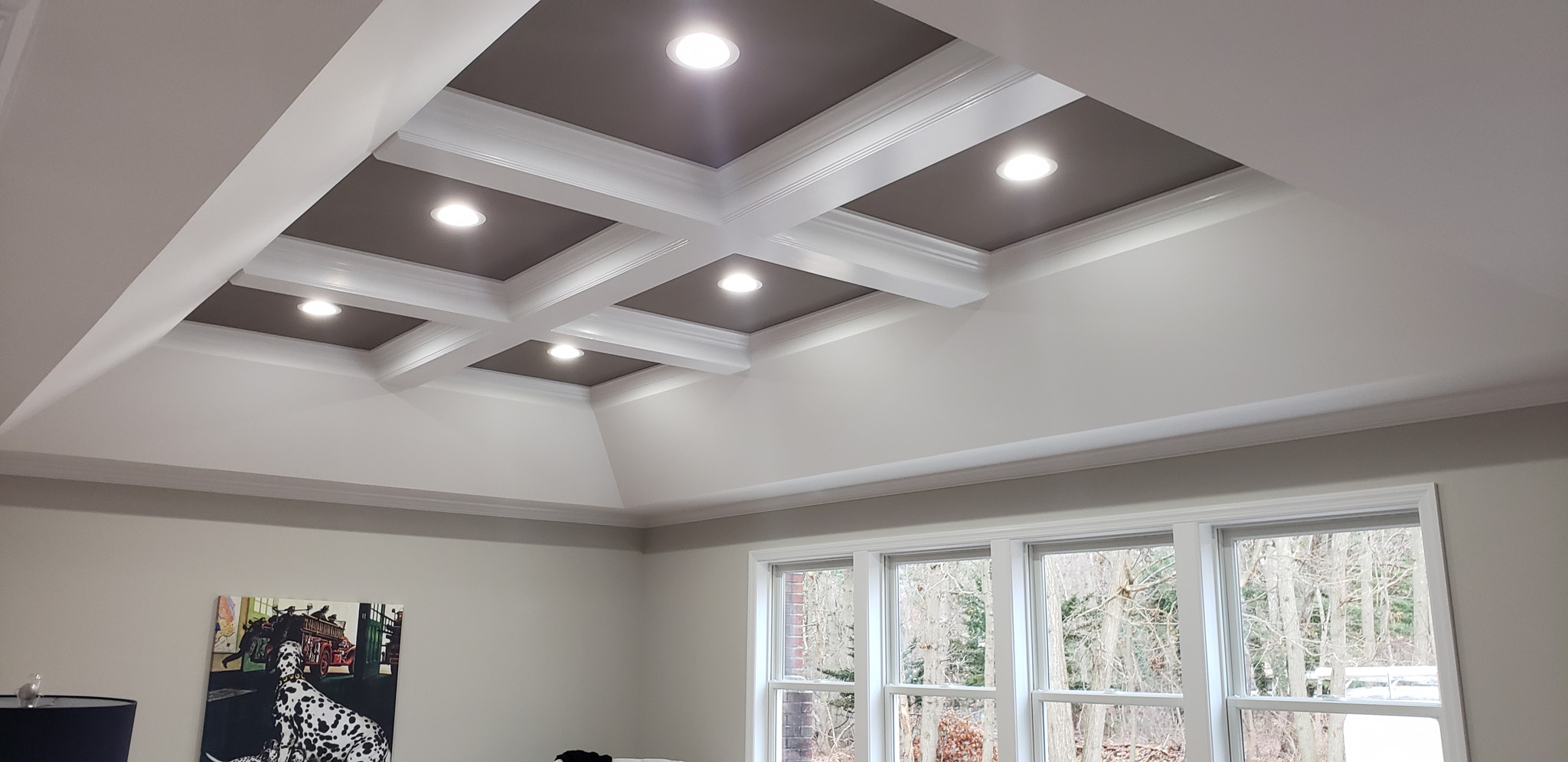 White coffered ceiling