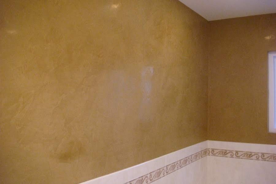 Interior walls with a brown glazed specialty finish.